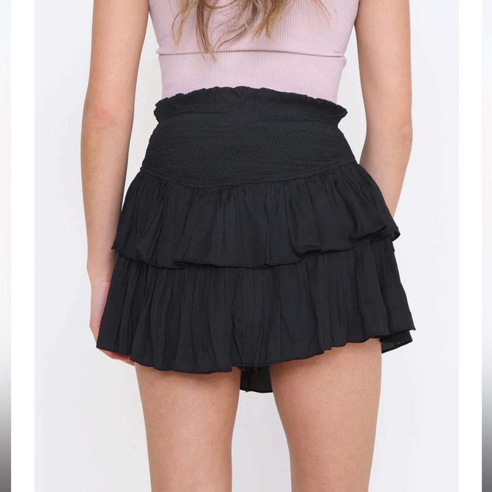 NWT Mustard Seed Black Smocked Skirt with Ruffles